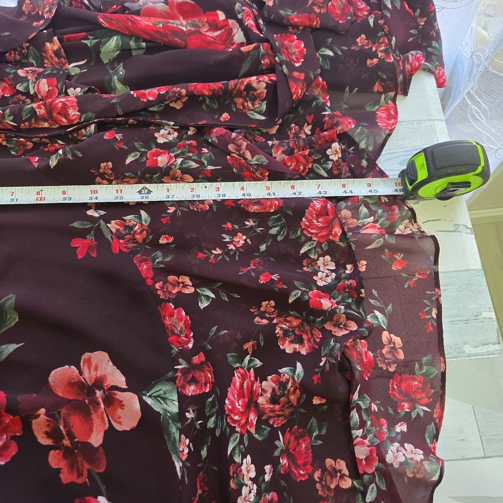Alex Marie Birdie Chiffon Floral Print Cowl Neck  Tie Waist Ruffles Plus Size 18 - Picture 7 of 10